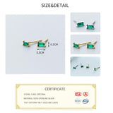 Cute Minimalist Stud Earrings Geometric Square Green Zircon Gold Colour- Wholesale Prices by Jewellery Supermarket - The Jewellery Supermarket