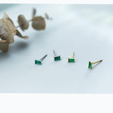 Cute Minimalist Stud Earrings Geometric Square Green Zircon Gold Colour- Wholesale Prices by Jewellery Supermarket - The Jewellery Supermarket