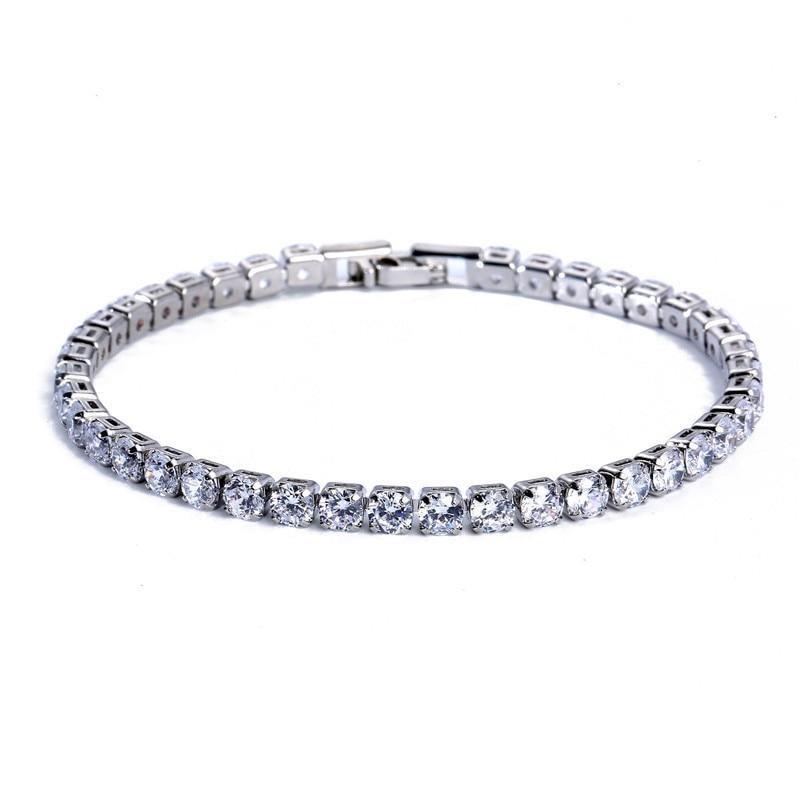 Dazzling 4mm Silver Color AAA+ Cubic Zirconia Diamonds Tennis Bracelet For Women - The Jewellery Supermarket