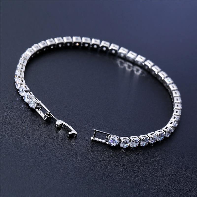 Dazzling 4mm Silver Color AAA+ Cubic Zirconia Diamonds Tennis Bracelet For Women - The Jewellery Supermarket