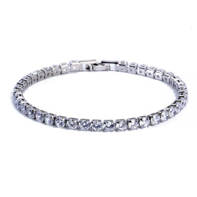 Dazzling 4mm Silver Color AAA+ Cubic Zirconia Diamonds Tennis Bracelet For Women - The Jewellery Supermarket