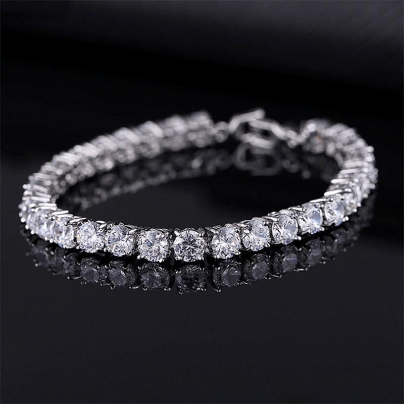 Dazzling 4mm Silver Color AAA+ Cubic Zirconia Diamonds Tennis Bracelet For Women - The Jewellery Supermarket