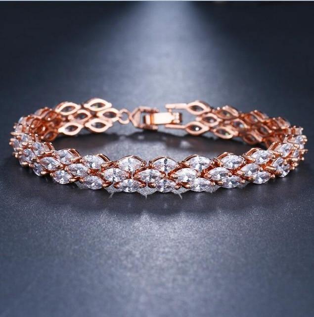 Dazzling High Quality Zircon White Yellow Gold Color Bracelet - Lowest Online Prices by Jewellery Supermarket - The Jewellery Supermarket