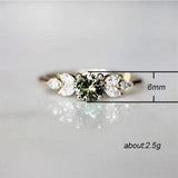 Delicate Olive Green Round AAA+ Cubic Zirconia Diamonds with Leave Shape Elegant Gold Color Ring - The Jewellery Supermarket