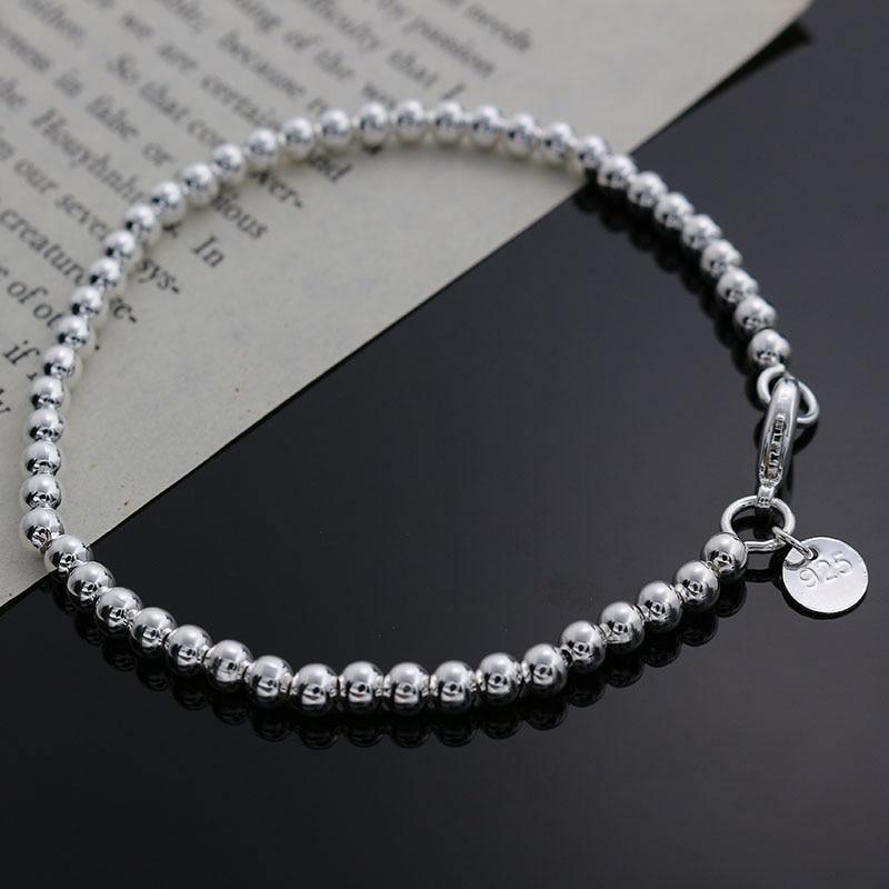 Delicate Silver Plated Charm 4MM Beads Bracelet- Best Online Prices by Jewellery Supermarket - The Jewellery Supermarket