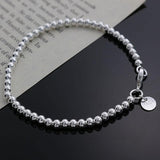 Delicate Silver Plated Charm 4MM Beads Bracelet- Best Online Prices by Jewellery Supermarket - The Jewellery Supermarket