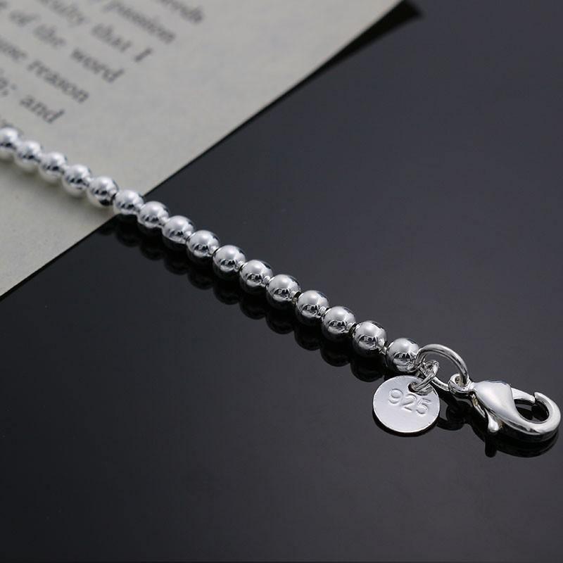 Delicate Silver Plated Charm 4MM Beads Bracelet- Best Online Prices by Jewellery Supermarket - The Jewellery Supermarket