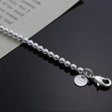 Delicate Silver Plated Charm 4MM Beads Bracelet- Best Online Prices by Jewellery Supermarket - The Jewellery Supermarket