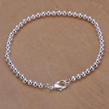 Delicate Silver Plated Charm 4MM Beads Bracelet- Best Online Prices by Jewellery Supermarket - The Jewellery Supermarket
