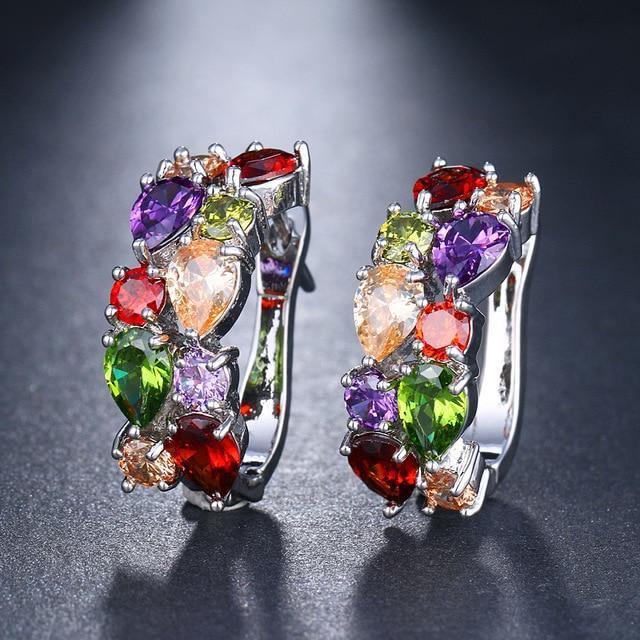 Delightful CZ Zircon 12 Colours Earrings - Best Online Prices by Jewellery Supermarket - The Jewellery Supermarket