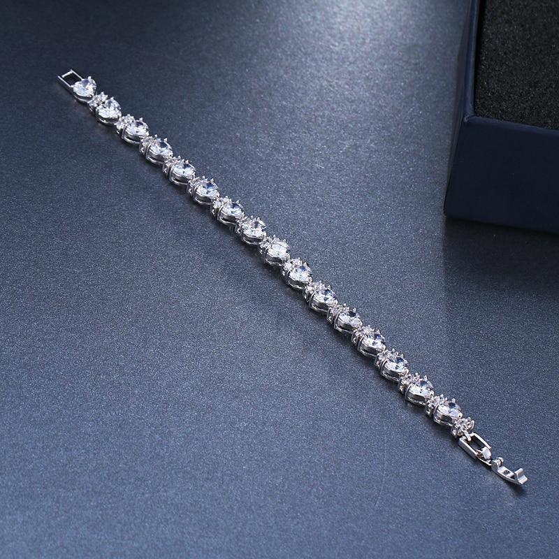 Delightful Heart Shaped AAA Cubic Zircon Bangle Bracelet- Best Online Prices by Jewellery Supermarket - The Jewellery Supermarket