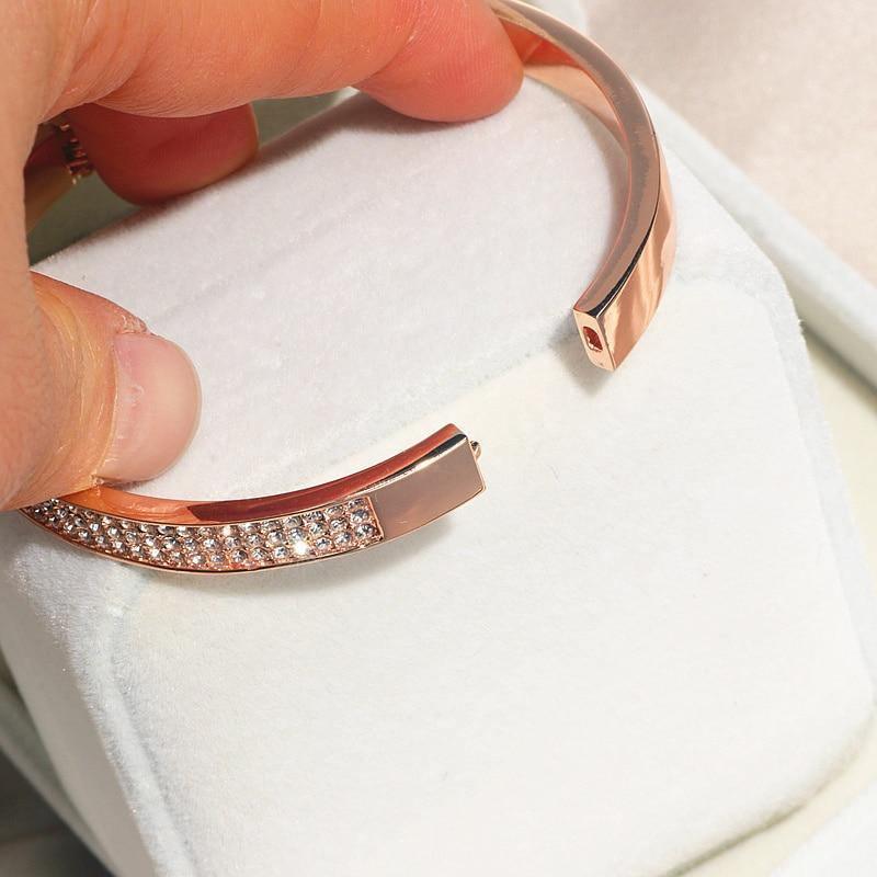 Elegant Classic Crystal Cuff Gold Color Bangles Bracelets For Women - The Jewellery Supermarket