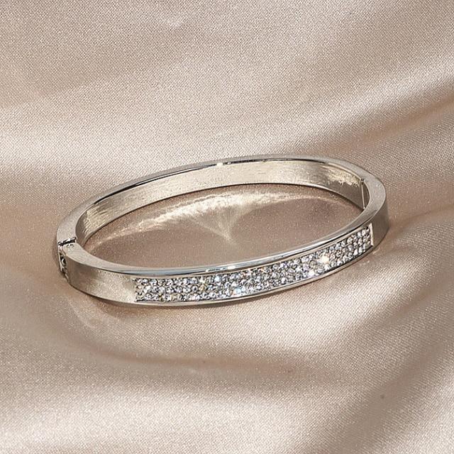 Elegant Classic Crystal Cuff Gold Color Bangles Bracelets For Women - The Jewellery Supermarket