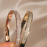 Elegant Classic Crystal Cuff Gold Color Bangles Bracelets For Women - The Jewellery Supermarket