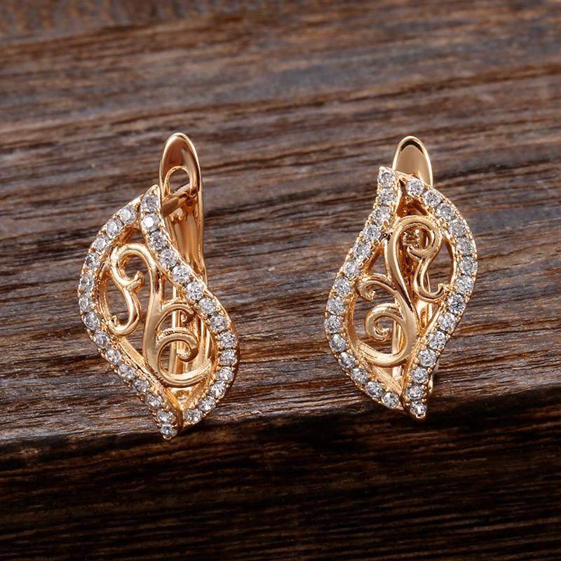 Ethnic Rose Gold Hollow Flower AAA+ Cubic Zirconia Diamonds Jewellery Set - The Jewellery Supermarket