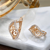 Ethnic Rose Gold Hollow Flower AAA+ Cubic Zirconia Diamonds Jewellery Set - The Jewellery Supermarket