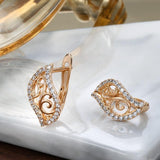 Ethnic Rose Gold Hollow Flower AAA+ Cubic Zirconia Diamonds Jewellery Set - The Jewellery Supermarket