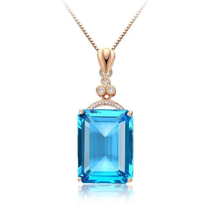 Excellent Blue Topaz Silver Pendant Necklace - The Jewellery Supermarket
