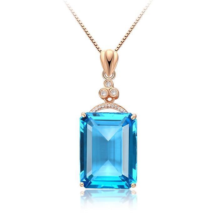 Excellent Blue Topaz Silver Pendant Necklace - The Jewellery Supermarket