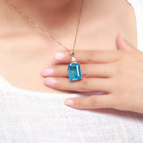 Excellent Blue Topaz Silver Pendant Necklace - The Jewellery Supermarket
