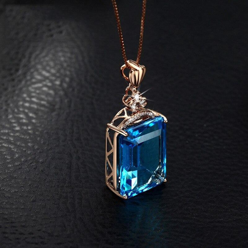 Excellent Blue Topaz Silver Pendant Necklace - The Jewellery Supermarket