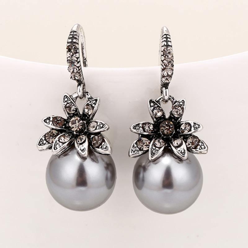 Exquisite Charming Fashion Imitation Pearl Earrings Inlaid Rhinestones - The Jewellery Supermarket