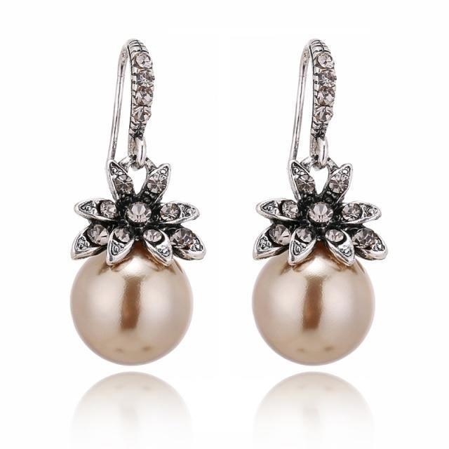 Exquisite Charming Fashion Imitation Pearl Earrings Inlaid Rhinestones - The Jewellery Supermarket