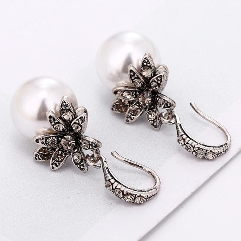 Exquisite Charming Fashion Imitation Pearl Earrings Inlaid Rhinestones - The Jewellery Supermarket