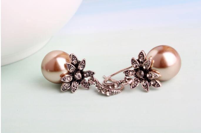Exquisite Charming Fashion Imitation Pearl Earrings Inlaid Rhinestones - The Jewellery Supermarket