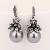 Exquisite Charming Fashion Imitation Pearl Earrings Inlaid Rhinestones - The Jewellery Supermarket