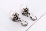 Exquisite Charming Fashion Imitation Pearl Earrings Inlaid Rhinestones - The Jewellery Supermarket