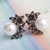 Exquisite Charming Fashion Imitation Pearl Earrings Inlaid Rhinestones - The Jewellery Supermarket