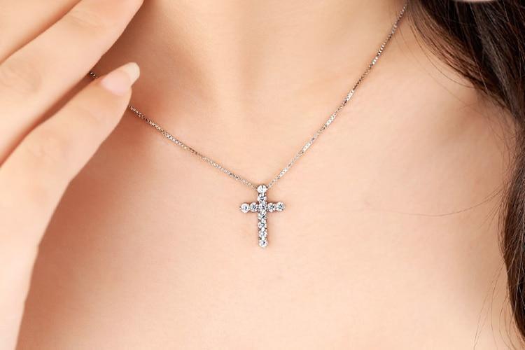 Exquisite Silver Colour AAA Cubic Zirconia Diamonds Cross Pendant - The Jewellery Supermarket