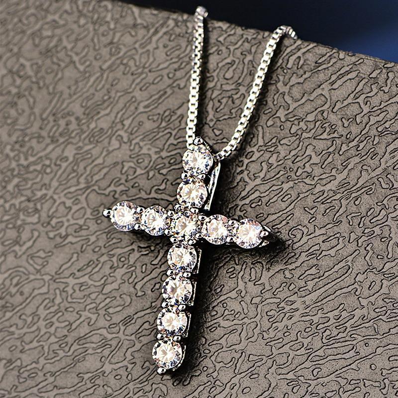 Exquisite Silver Colour AAA Cubic Zirconia Diamonds Cross Pendant - The Jewellery Supermarket