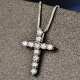Exquisite Silver Colour AAA Cubic Zirconia Diamonds Cross Pendant - The Jewellery Supermarket