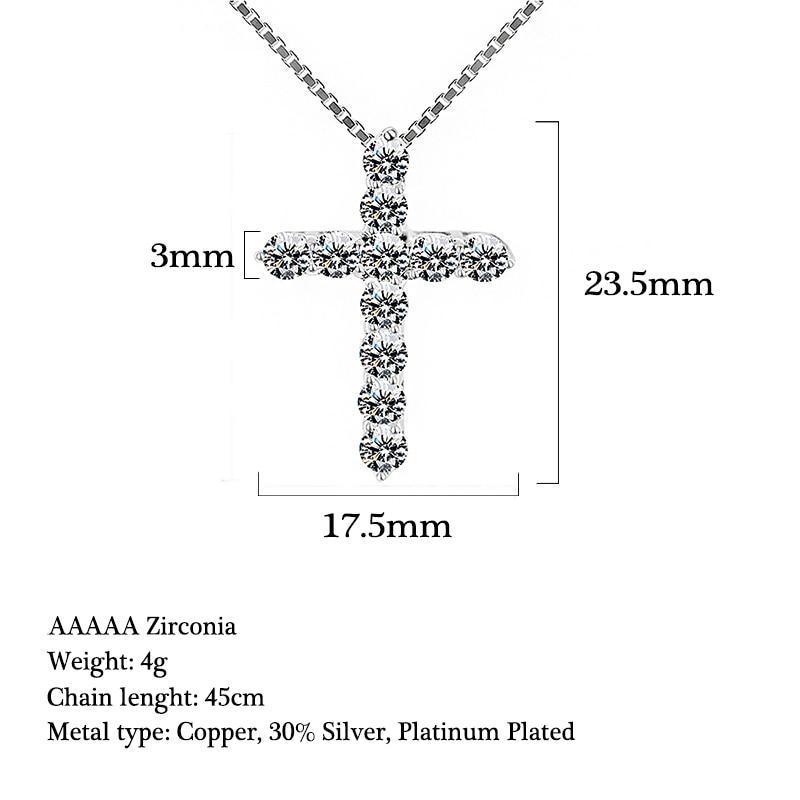 Exquisite Silver Colour AAA Cubic Zirconia Diamonds Cross Pendant - The Jewellery Supermarket