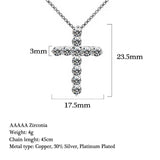 Exquisite Silver Colour AAA Cubic Zirconia Diamonds Cross Pendant - The Jewellery Supermarket