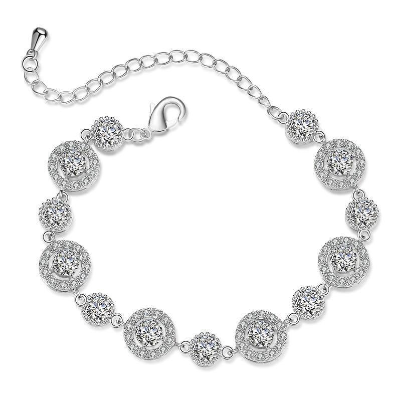 Fascinating New Luxury Round AAA+ CZ Diamonds Silver Bracelet Bangle - The Jewellery Supermarket