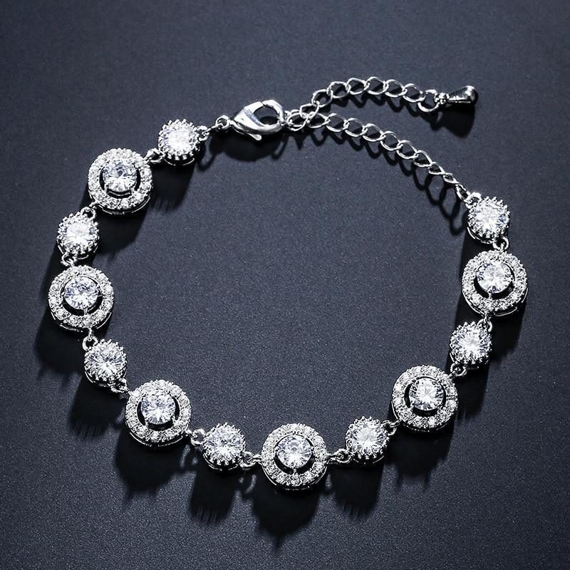 Fascinating New Luxury Round AAA+ CZ Diamonds Silver Bracelet Bangle - The Jewellery Supermarket