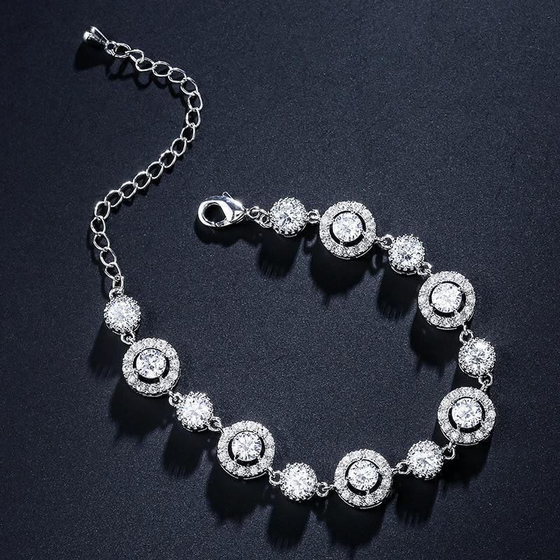 Fascinating New Luxury Round AAA+ CZ Diamonds Silver Bracelet Bangle - The Jewellery Supermarket