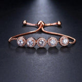 Fashion Charm Round High Quality AAA+ Cubic Zirconia Diamonds Classic Chain Adjustable Bracelet - The Jewellery Supermarket
