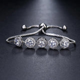 Fashion Charm Round High Quality AAA+ Cubic Zirconia Diamonds Classic Chain Adjustable Bracelet - The Jewellery Supermarket