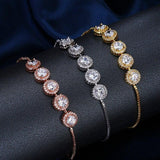 Fashion Charm Round High Quality AAA+ Cubic Zirconia Diamonds Classic Chain Adjustable Bracelet - The Jewellery Supermarket