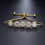 Fashion Charm Round High Quality AAA+ Cubic Zirconia Diamonds Classic Chain Adjustable Bracelet - The Jewellery Supermarket