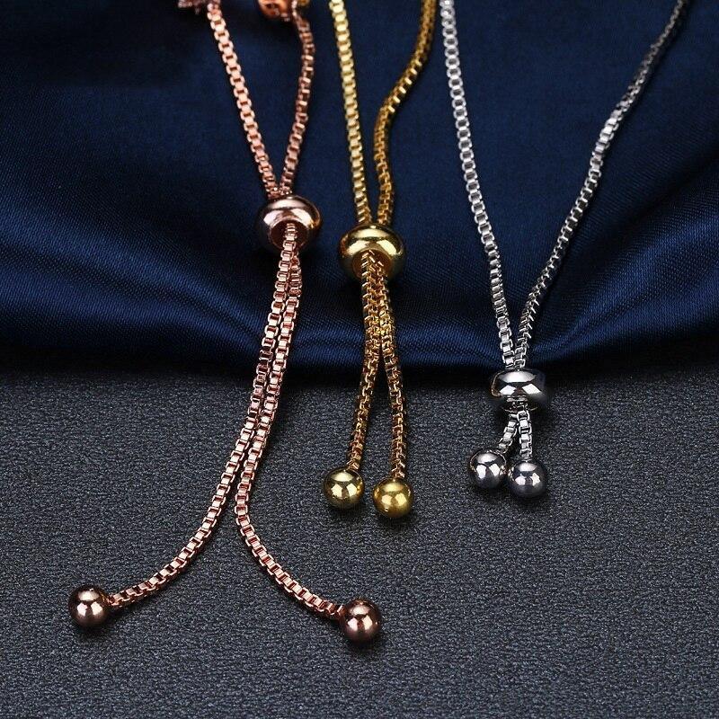 Fashion Charm Round High Quality AAA+ Cubic Zirconia Diamonds Classic Chain Adjustable Bracelet - The Jewellery Supermarket