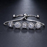 Fashion Charm Round High Quality AAA+ Cubic Zirconia Diamonds Classic Chain Adjustable Bracelet - The Jewellery Supermarket