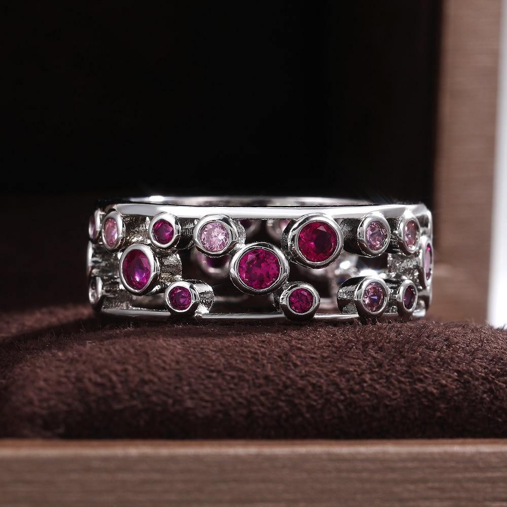 Fashion Hollowed Circle Simple Band Ring White/Blue AAA+ Cubic Zirconia Diamonds Ring - The Jewellery Supermarket