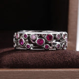 Fashion Hollowed Circle Simple Band Ring White/Blue AAA+ Cubic Zirconia Diamonds Ring - The Jewellery Supermarket