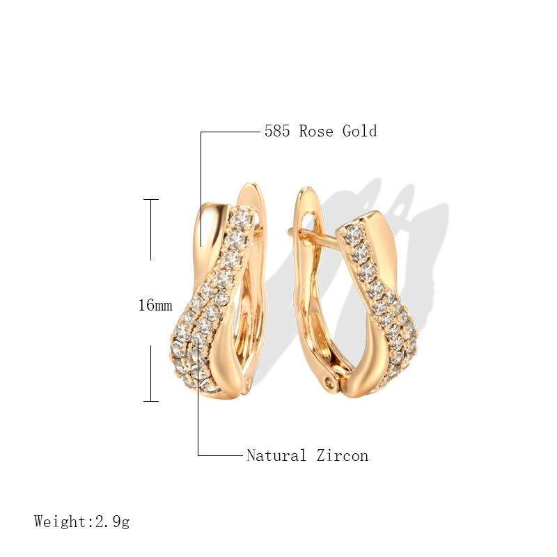 Fashion Natural Zircon Cross Stud Luxury Vintage Rose Gold Earrings - The Jewellery Supermarket