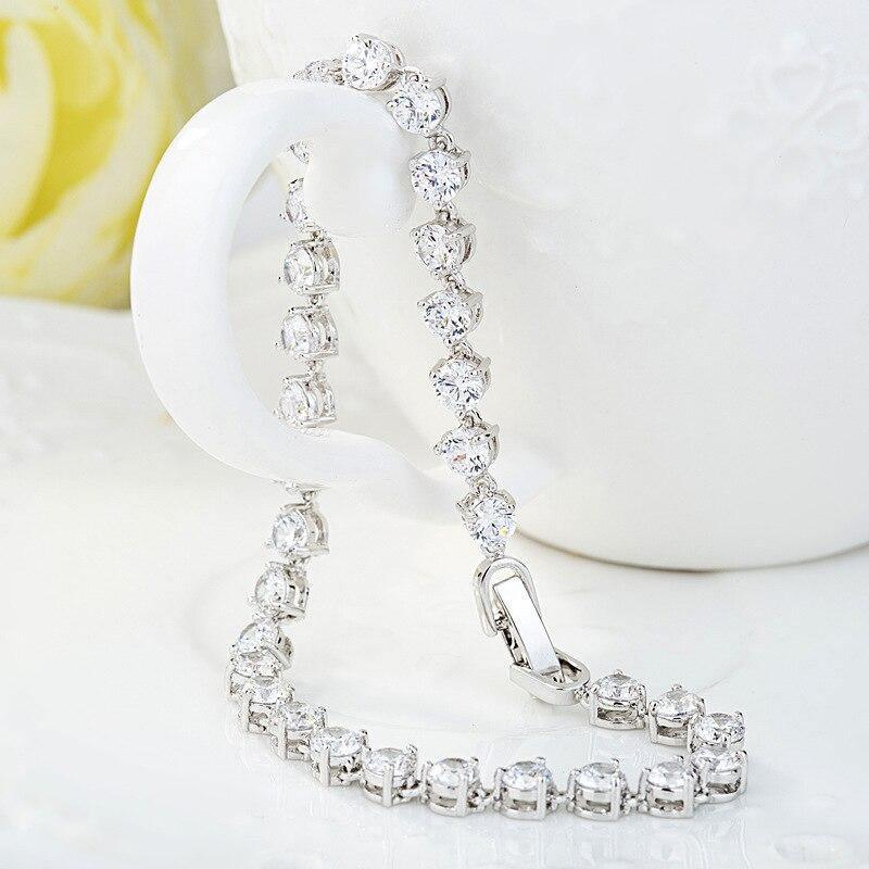Fashion Silver AAA+ Cubic Zirconia Diamonds Circle Round Tennis Bracelet Bangle - The Jewellery Supermarket